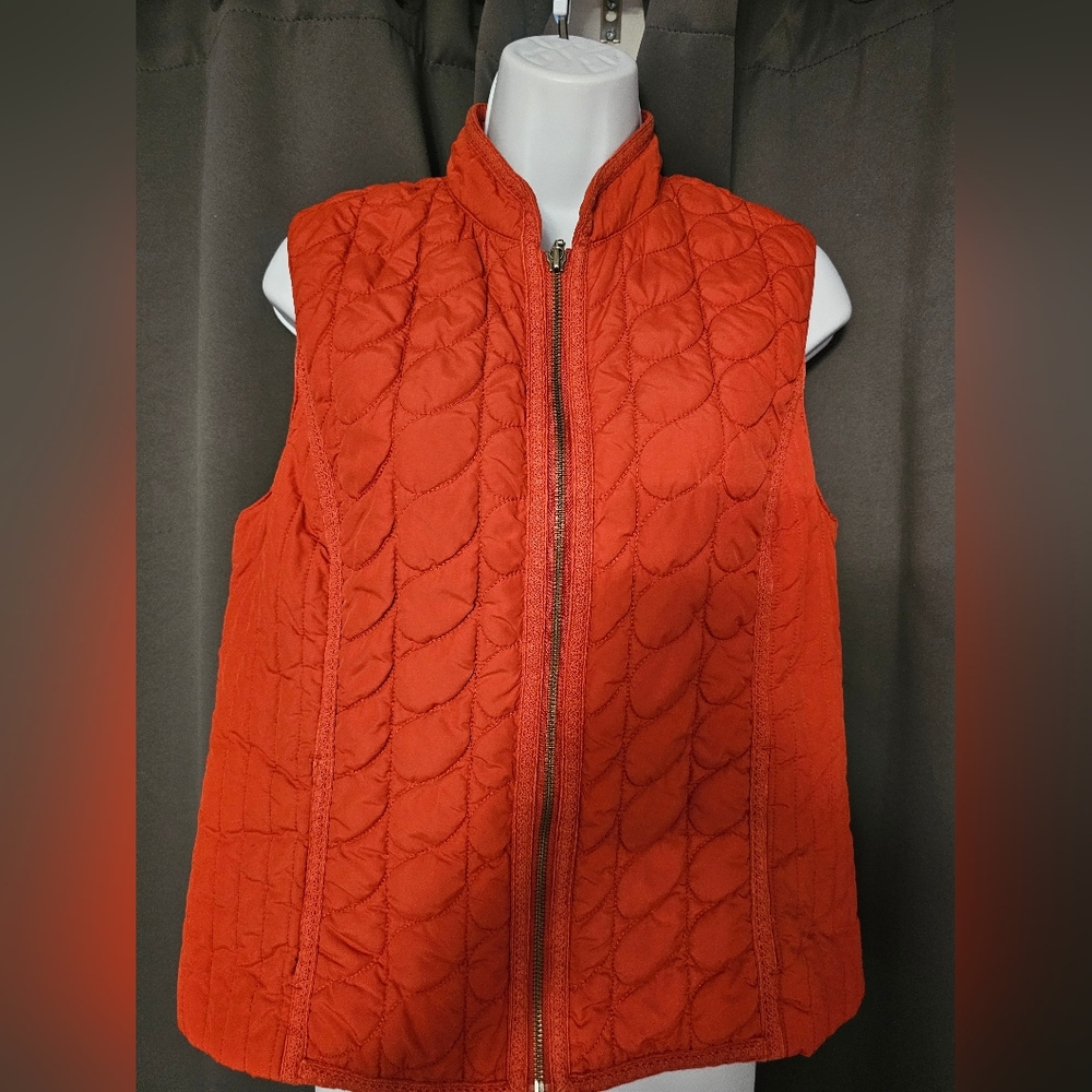 Chico's Vibrant Quilted Vest in Orange